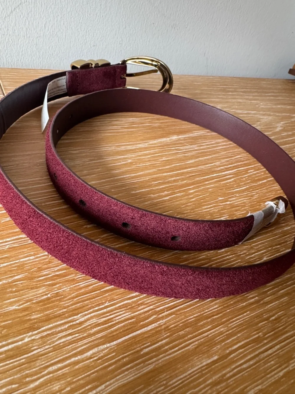 NWOT! MADEWELL Women’s Triple Metal Keeper Belt Dark Red Suede Gold Size Small - Picture 7 of 16